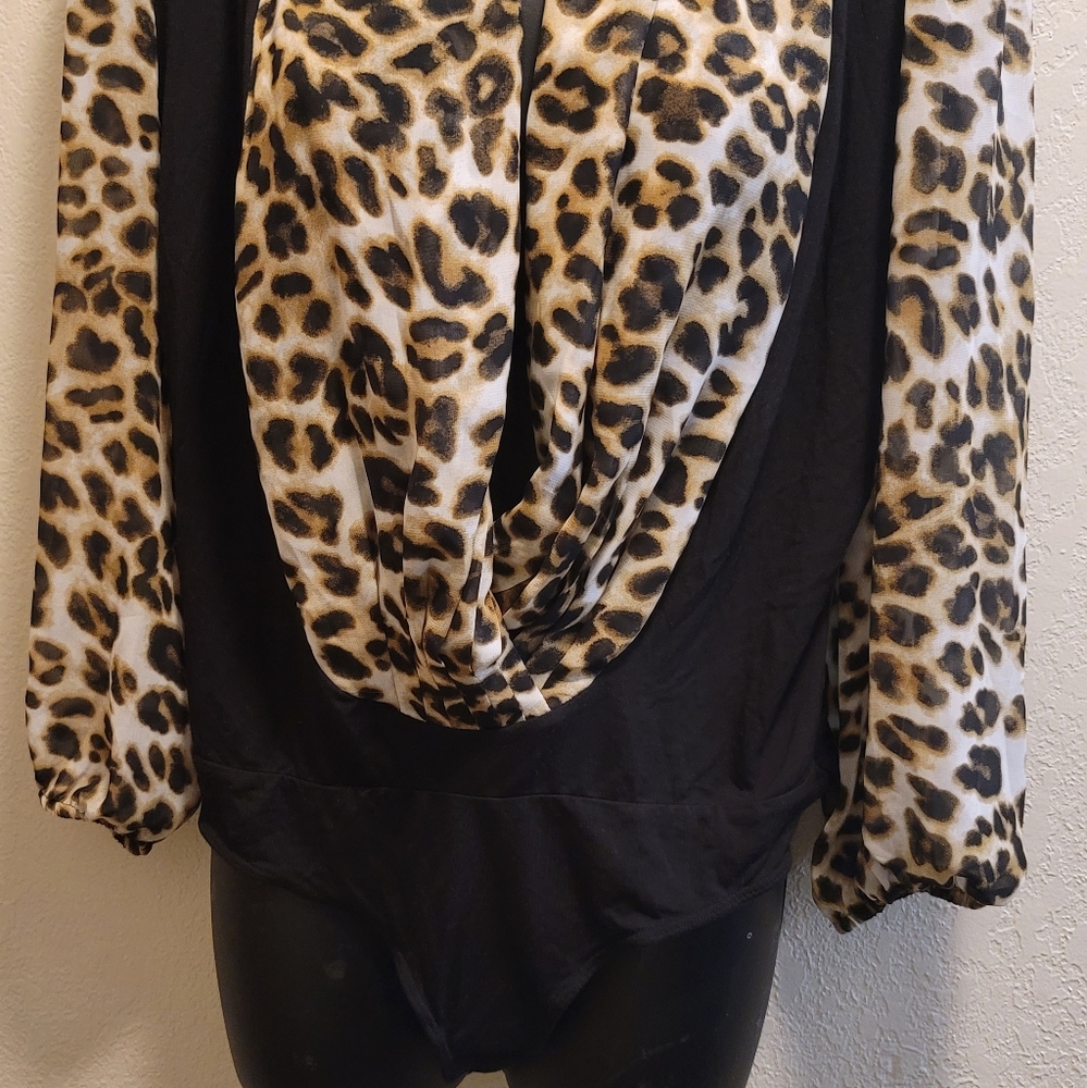New York & Co Leapord and Black Blouse